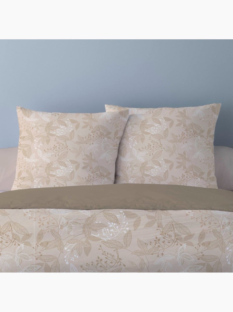 Housse de couette 240x220 CLAVEL + 2 taies Percale de coton Beige - Kiabi