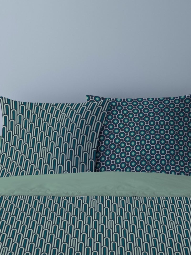 Housse de couette 240x220 CLEO + 2 taies 100% coton Vert - Kiabi
