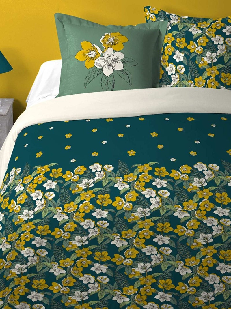 Housse de couette 240x220 Daphné + 2 taies coton 57 fils Bleu - Kiabi