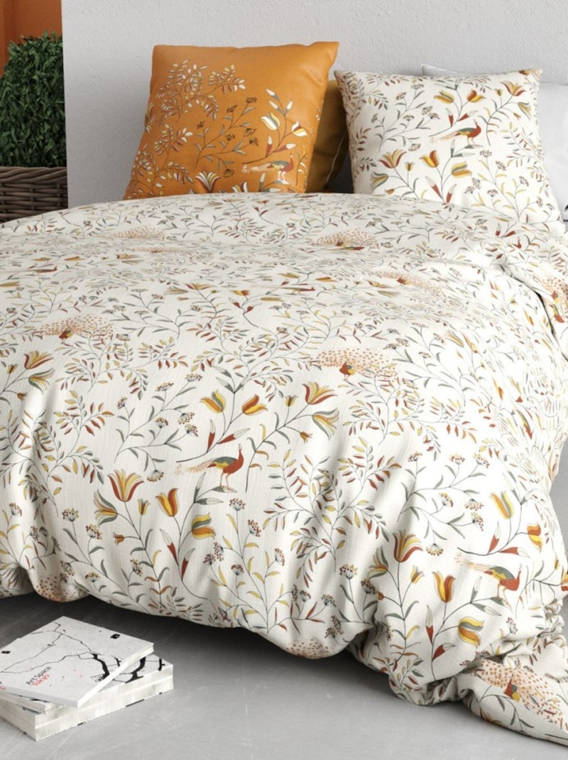Housse de couette 240x220 DEMIL + 2 taies coton 57 fils Orange - Kiabi