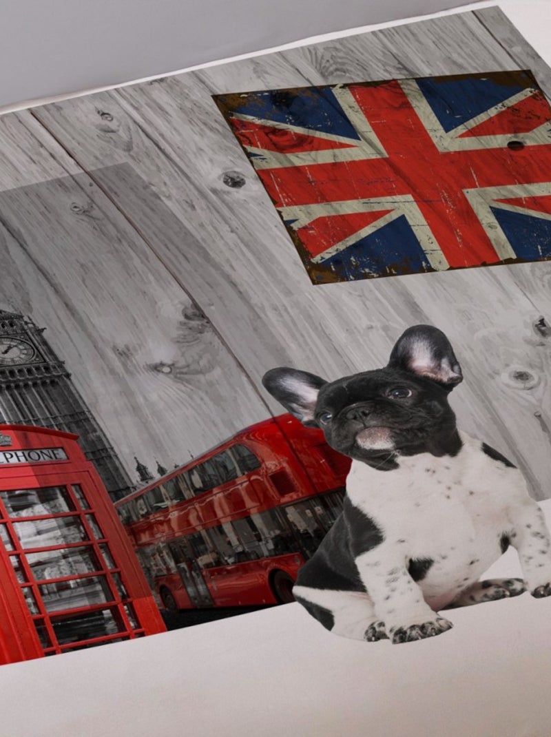 Housse de couette 240x220 DOG IN LONDON + 2 taies 100% coton Blanc - Kiabi