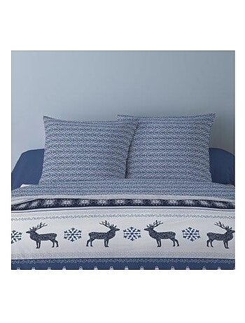 Housse de couette 240x220 FENRIS BLEU + 2 taies matière Polaire