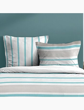 Housse de couette 240x220 finition rabat + 2 taies coton 57 fils