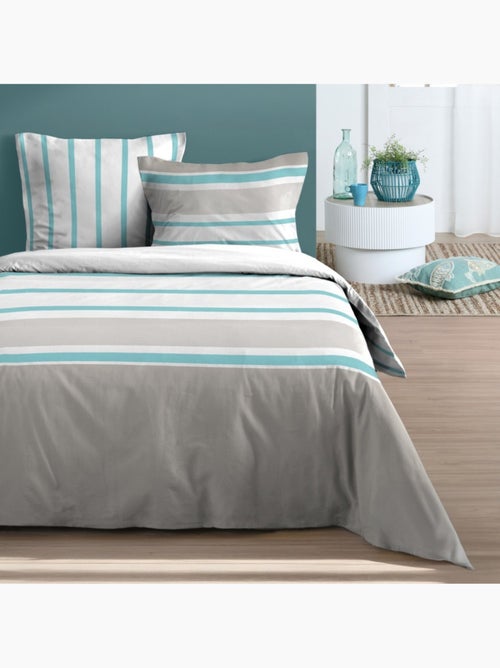 Housse de couette 240x220 finition rabat + 2 taies coton 57 fils - Kiabi Housse de couette 240x220 finition rabat + 2 taies coton 57 fils - Kiabi