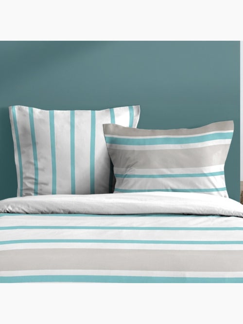 Housse de couette 240x220 finition rabat + 2 taies coton 57 fils - Kiabi Housse de couette 240x220 finition rabat + 2 taies coton 57 fils - Kiabi