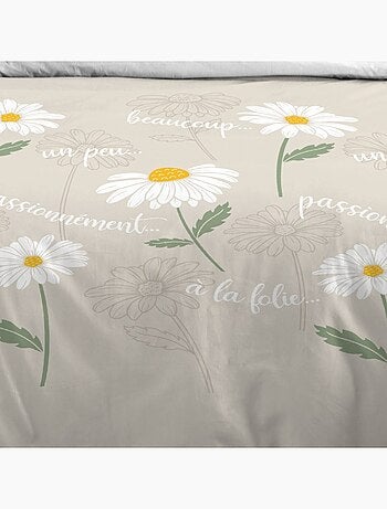 Housse de couette 240x220 finition rabat + 2 taies coton 57 fils