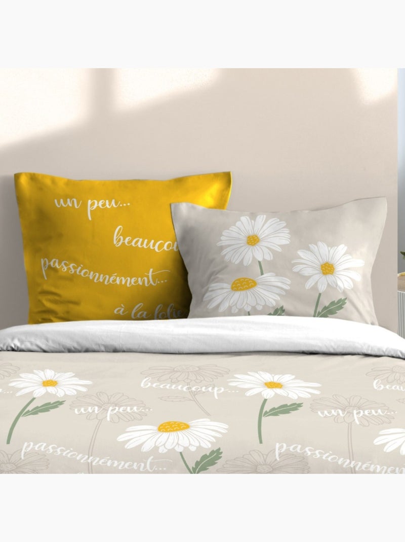 Housse de couette 240x220 finition rabat + 2 taies coton 57 fils Beige - Kiabi