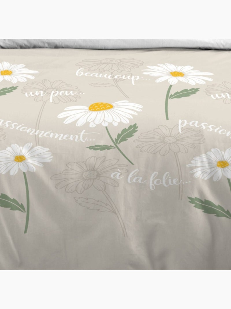 Housse de couette 240x220 finition rabat + 2 taies coton 57 fils Beige - Kiabi
