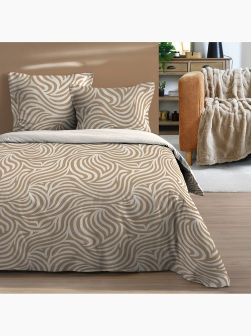 Housse de couette 240x220 finition rabat + 2 taies coton 57 fils - Kiabi