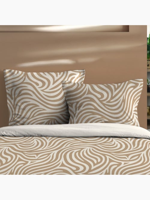 Housse de couette 240x220 finition rabat + 2 taies coton 57 fils - Kiabi