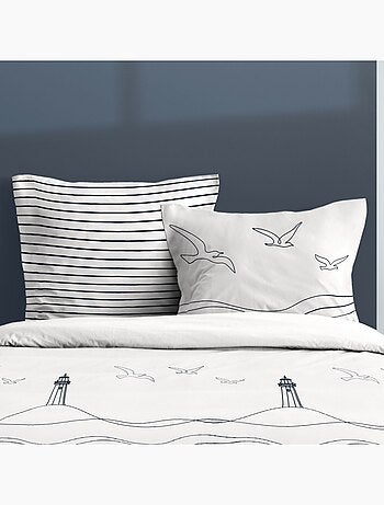 Housse de couette 240x220 finition rabat + 2 taies coton 57 fils