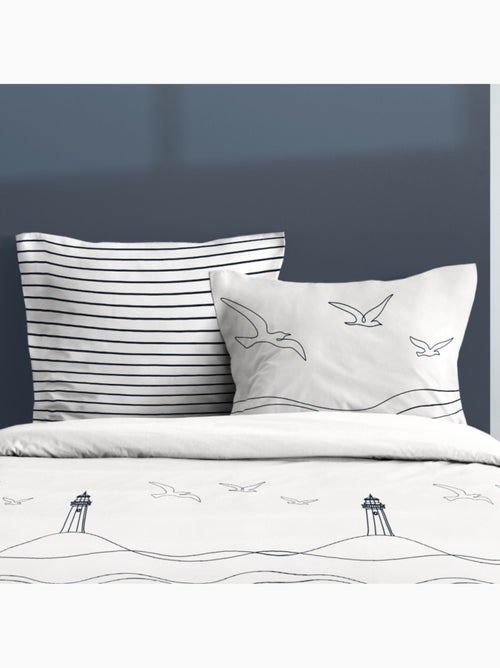 Housse de couette 240x220 finition rabat + 2 taies coton 57 fils - Kiabi