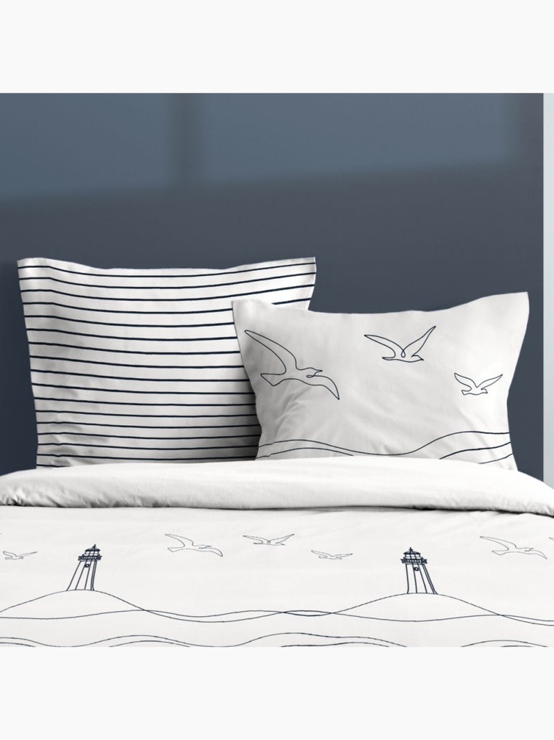 Housse de couette 240x220 finition rabat + 2 taies coton 57 fils Beige - Kiabi