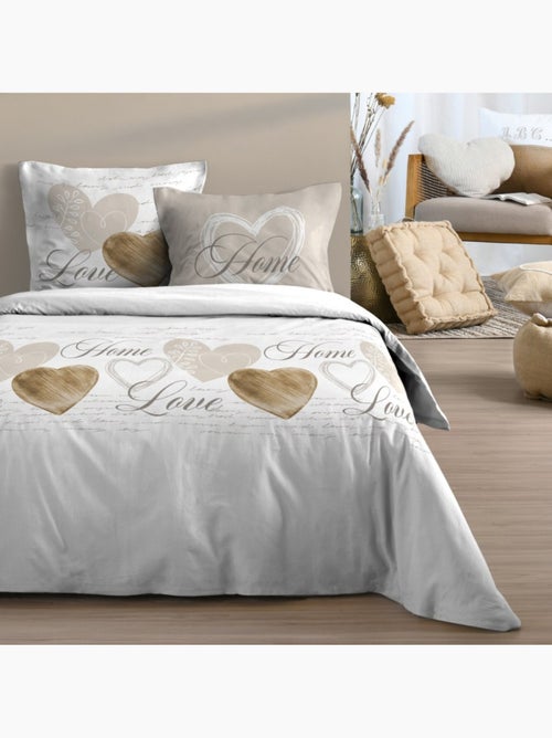 Housse de couette 240x220 finition rabat + 2 taies coton 57 fils - Kiabi Housse de couette 240x220 finition rabat + 2 taies coton 57 fils - Kiabi