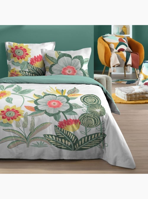 Housse de couette 240x220 finition rabat + 2 taies coton 57 fils - Kiabi Housse de couette 240x220 finition rabat + 2 taies coton 57 fils - Kiabi