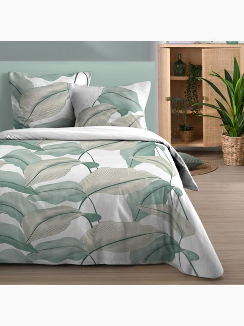 Housse de couette 240x220 finition rabat + 2 taies coton 57 fils - Kiabi Housse de couette 240x220 finition rabat + 2 taies coton 57 fils - Kiabi