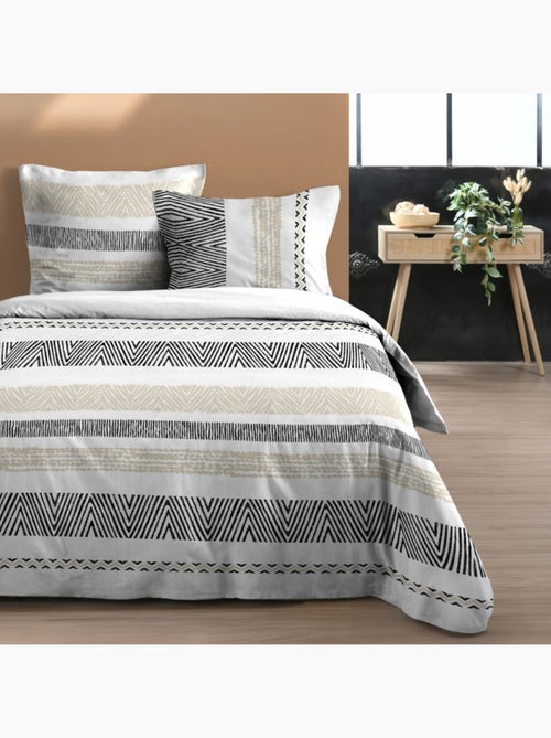 Housse de couette 240x220 finition rabat + 2 taies coton 57 fils - Kiabi Housse de couette 240x220 finition rabat + 2 taies coton 57 fils - Kiabi