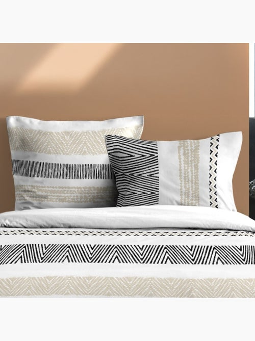 Housse de couette 240x220 finition rabat + 2 taies coton 57 fils - Kiabi Housse de couette 240x220 finition rabat + 2 taies coton 57 fils - Kiabi