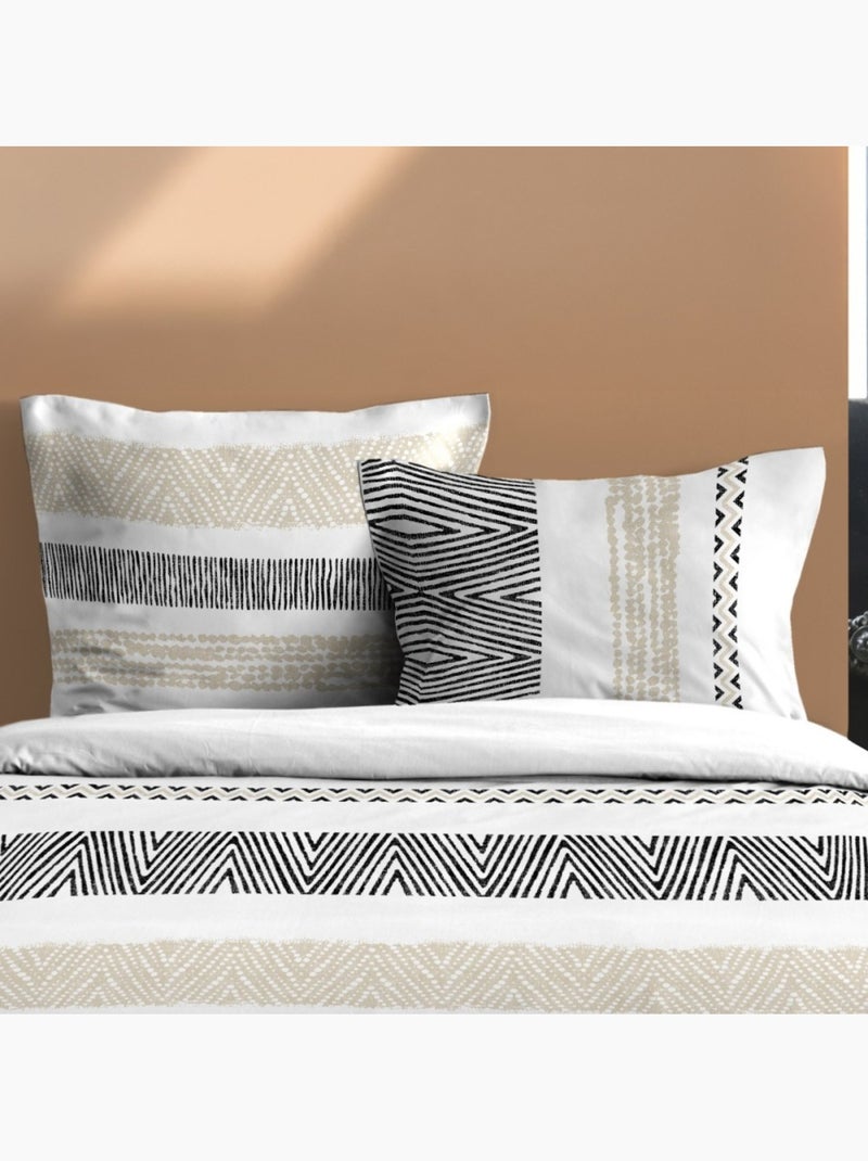 Housse de couette 240x220 finition rabat + 2 taies coton 57 fils Noir - Kiabi