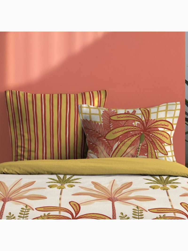 Housse de couette 240x220 finition rabat + 2 taies coton 57 fils Orange - Kiabi