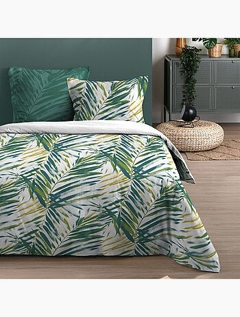 Housse de couette 240x220 finition rabat + 2 taies coton 57 fils