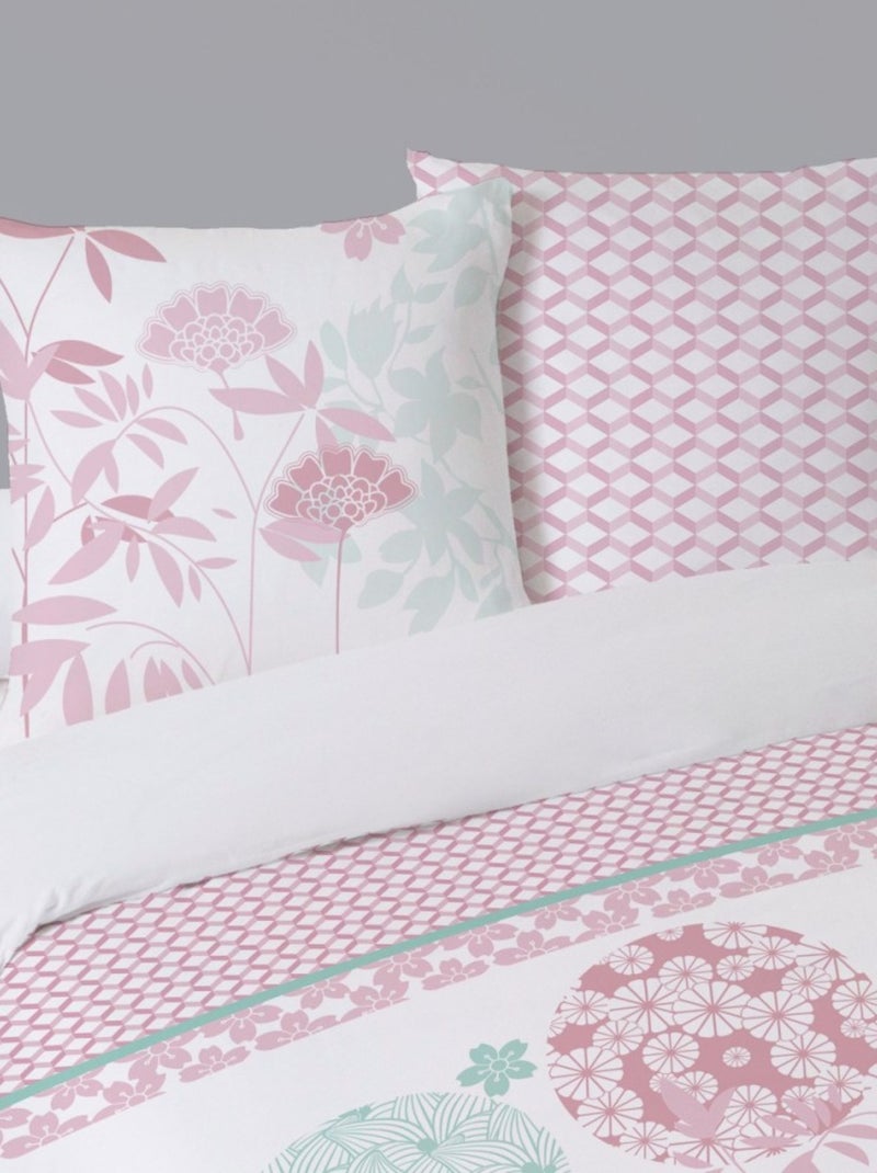 Housse de couette 240x220 FLORENA + 2 taies 100% coton Rose - Kiabi