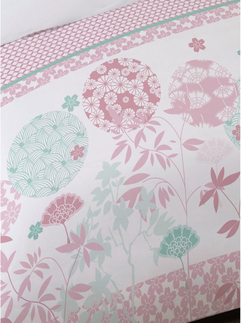 Housse de couette 240x220 FLORENA + 2 taies 100% coton Rose - Kiabi