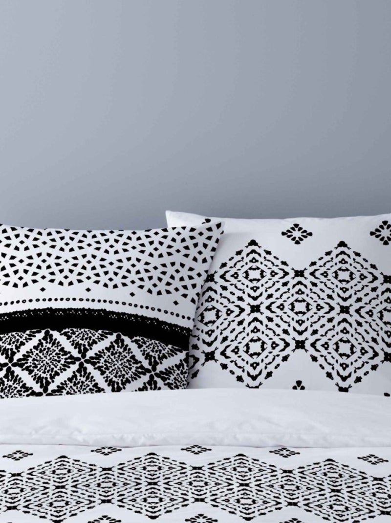 Housse de couette 240x220 GISELE + 2 taies 100% coton Noir - Kiabi
