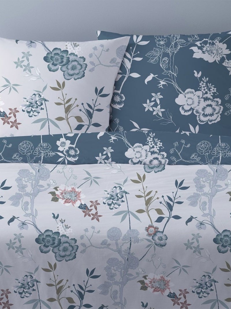 Housse de couette 240x220 Hana bleu + 2 taies Bleu - Kiabi