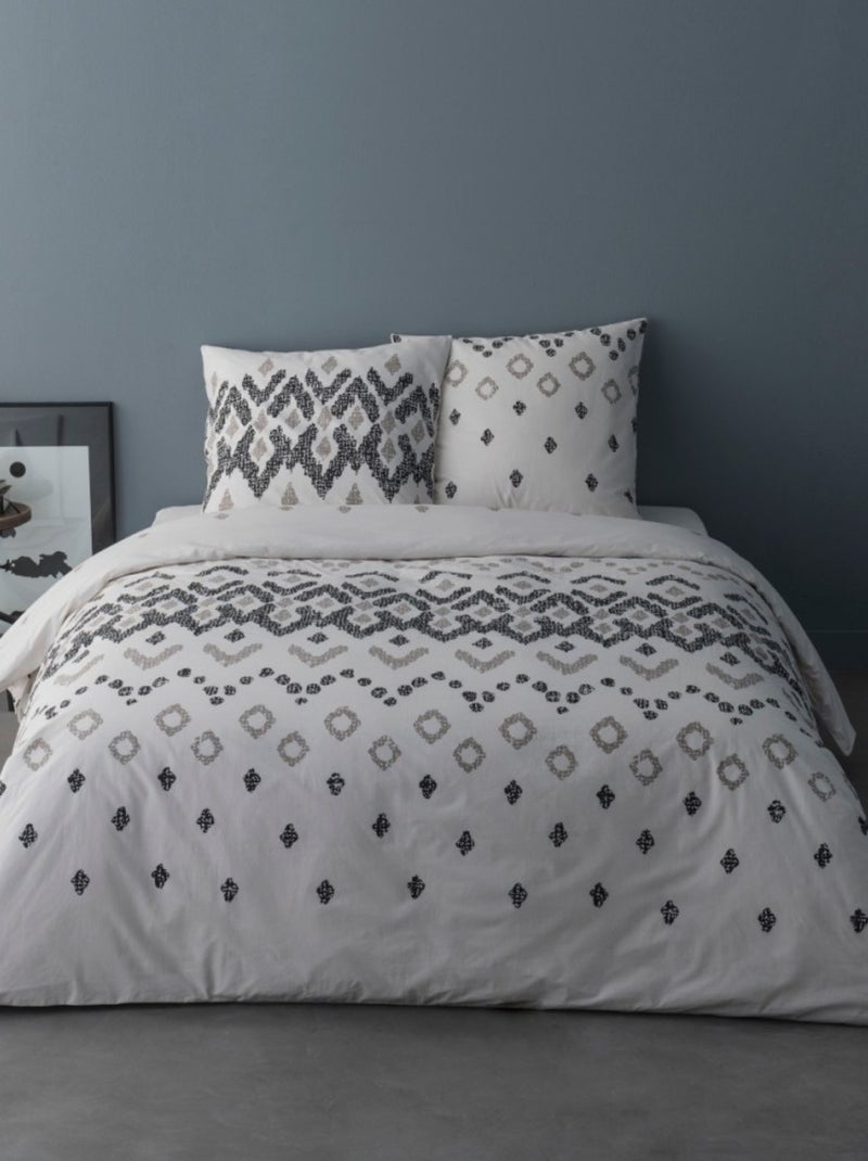 Housse de couette 240x220 HENRI + 2 taies Percale de coton Beige - Kiabi