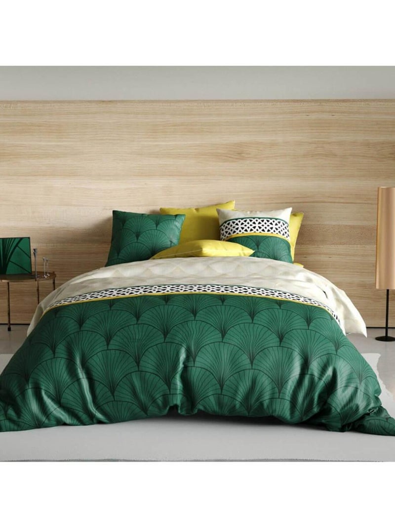 Housse de couette 240x220 Hope + 2 taies 100% coton 57 fils Vert - Kiabi