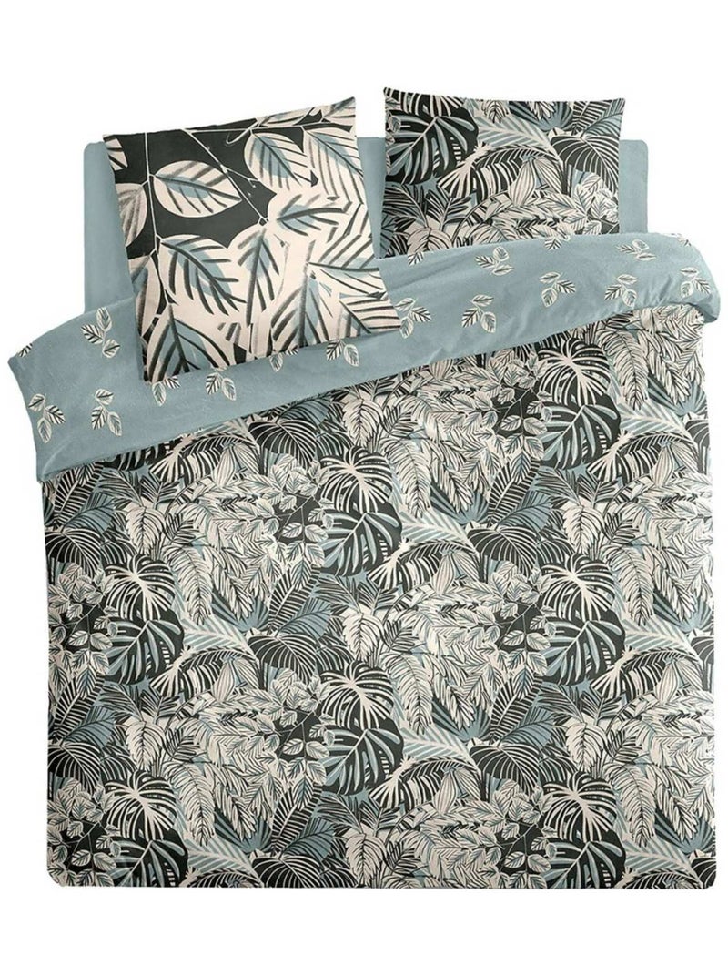 Housse de couette 240x220 Horopika + 2 taies 100% coton 57 fils Vert - Kiabi