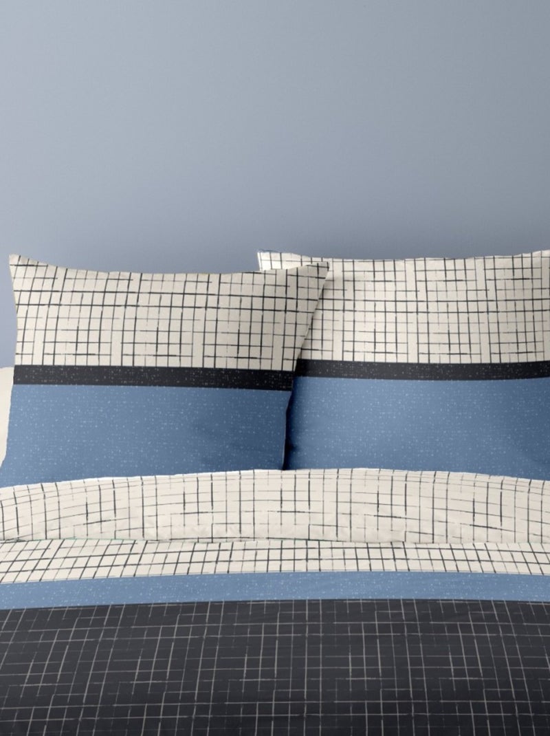 Housse de couette 240x220 HUGO + 2 taies en percale de coton 76fils Noir - Kiabi