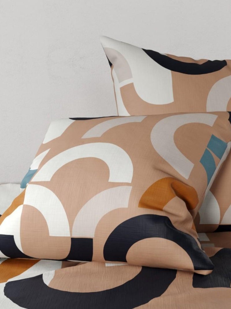 Housse de couette 240x220 IGOR + 2 taies coton 57 fils Beige - Kiabi