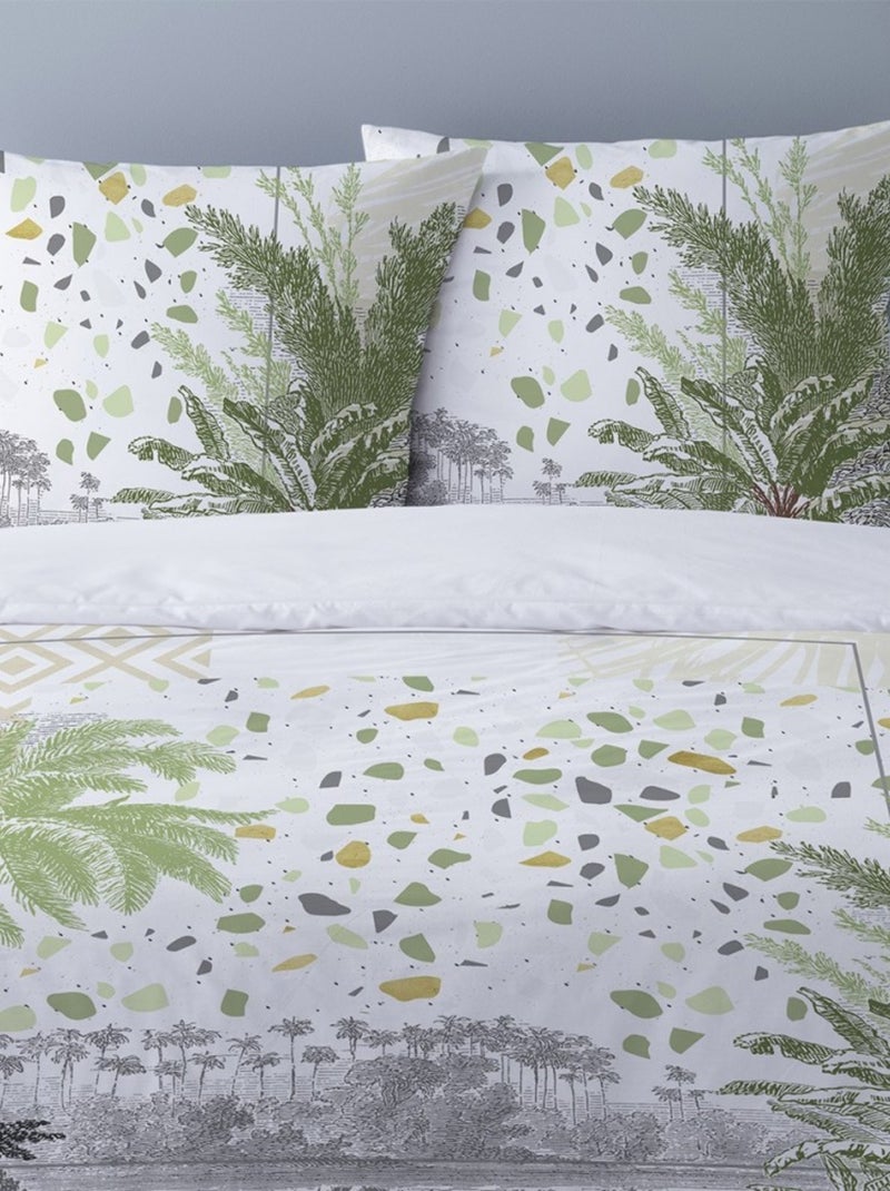 Housse de couette 240x220 Jersey + 2 taies coton 42 fils Vert - Kiabi