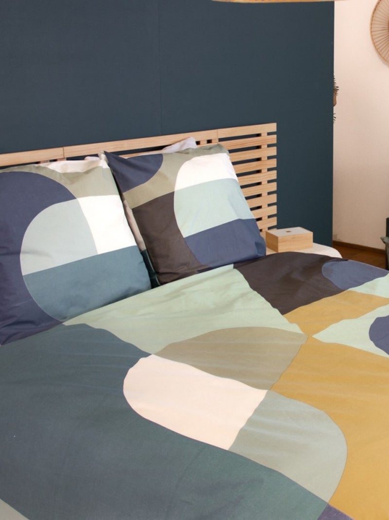 Housse de couette 240x220 JOELE + 2 taies 100% coton 57 fils/cm2 Bleu - Kiabi