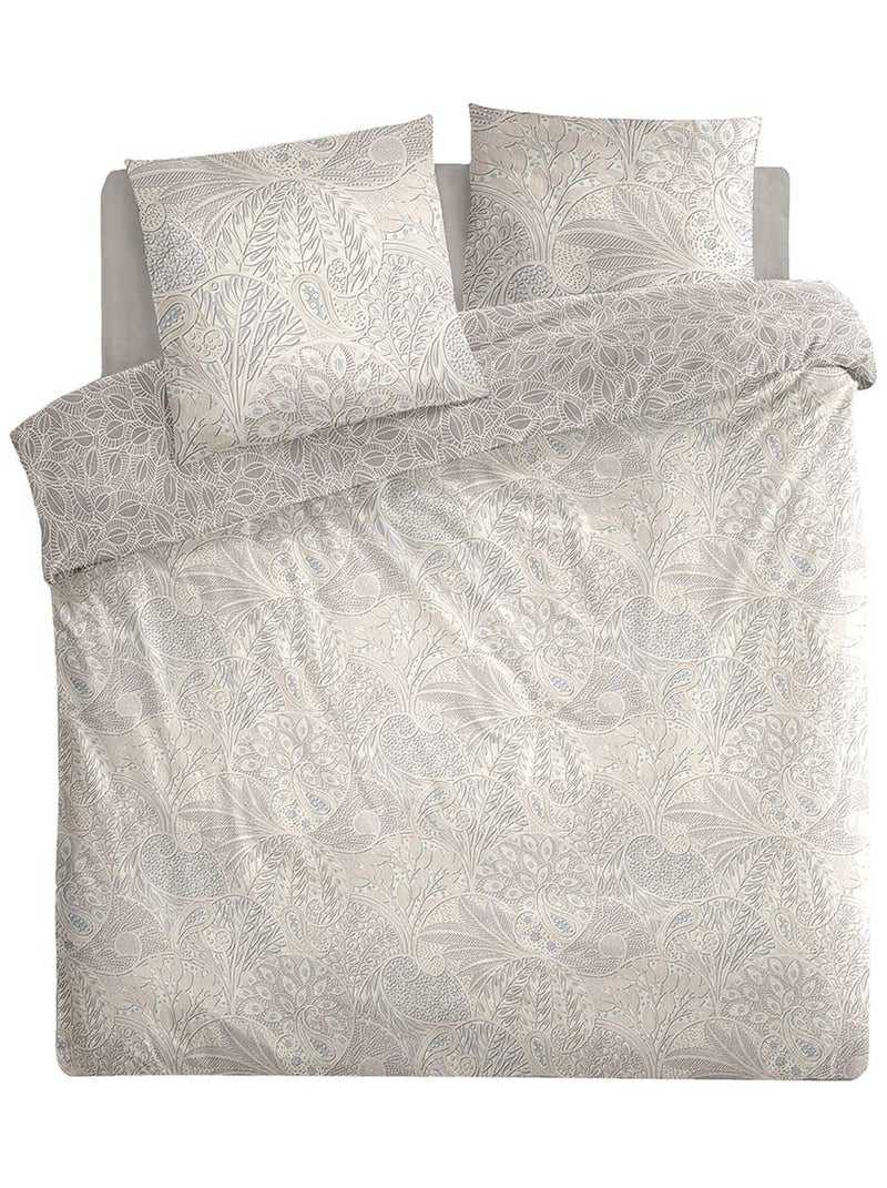 Housse de couette 240x220 Kachemire + 2 taies 100% coton 57 fils Gris - Kiabi