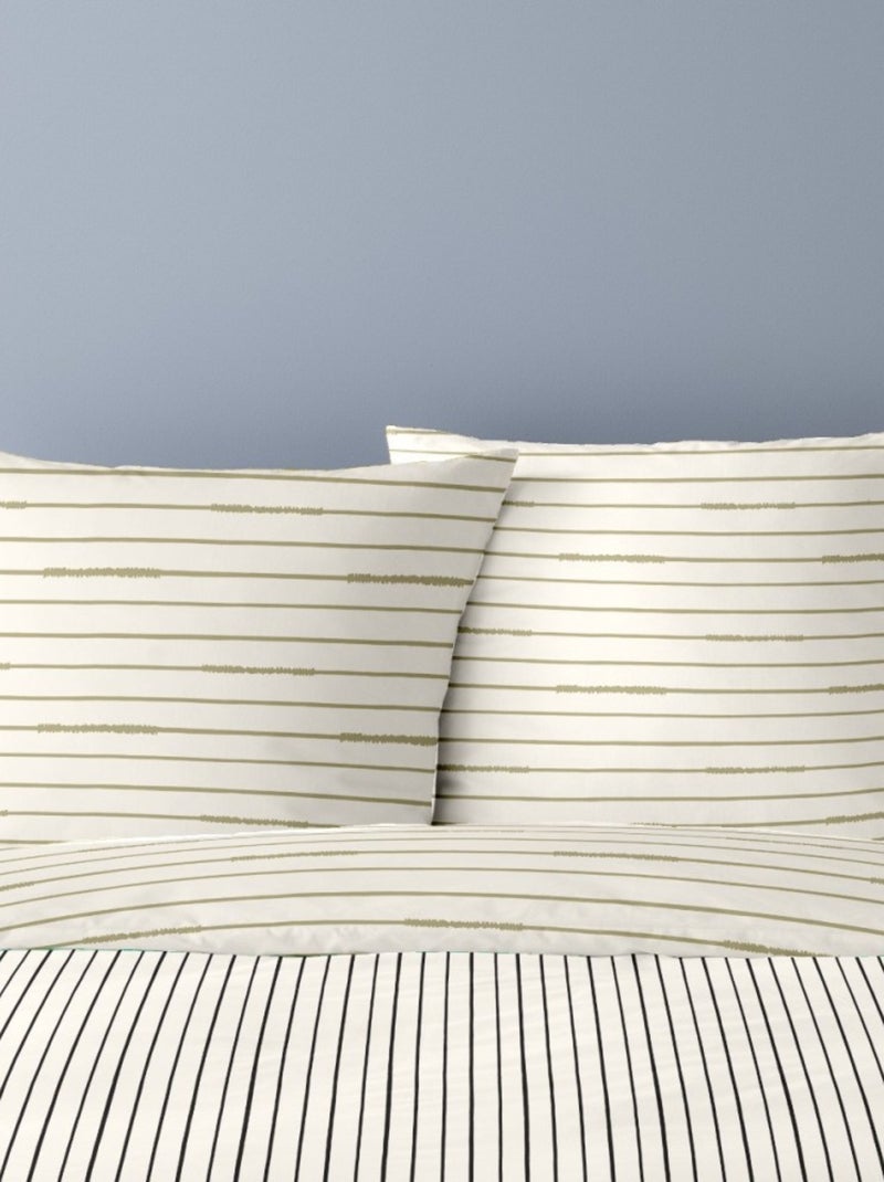 Housse de couette 240x220 KAITO + 2 taies 100% coton Beige - Kiabi