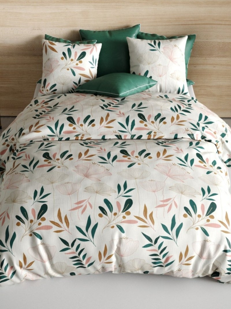 Housse de couette 240x220 KANO + 2 taies coton 57 fils Beige - Kiabi