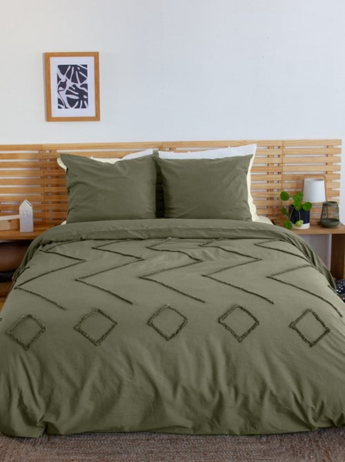 Housse de couette 240x220 KAYL + 2 taies 100% coton lavé 52 fils - Kiabi
