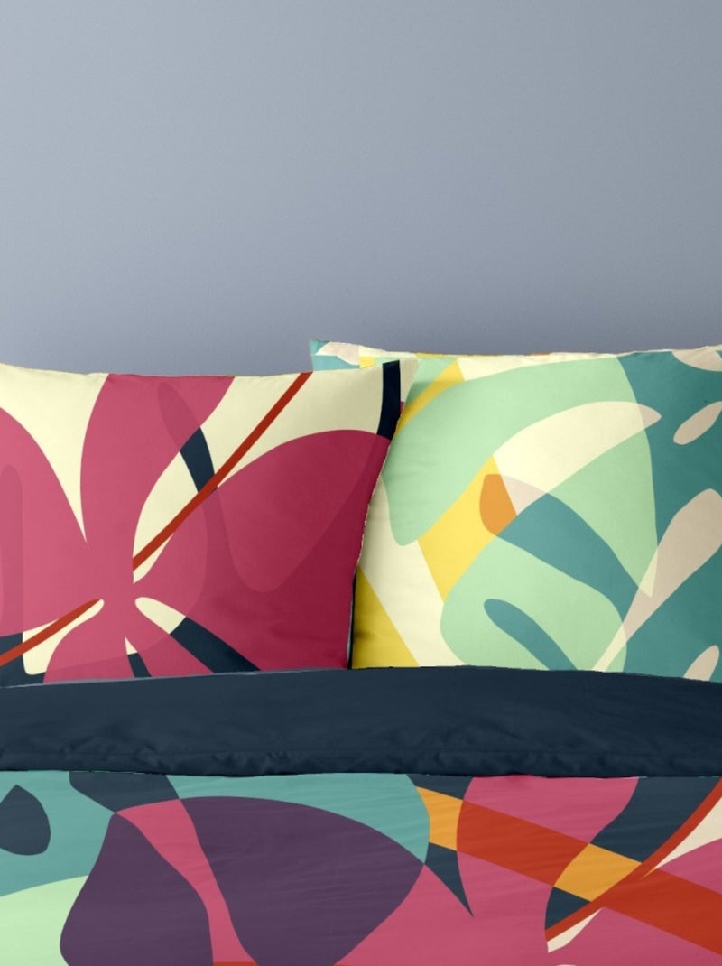 Housse de couette 240x220 LILAS + 2 taies Percale de coton Jaune - Kiabi