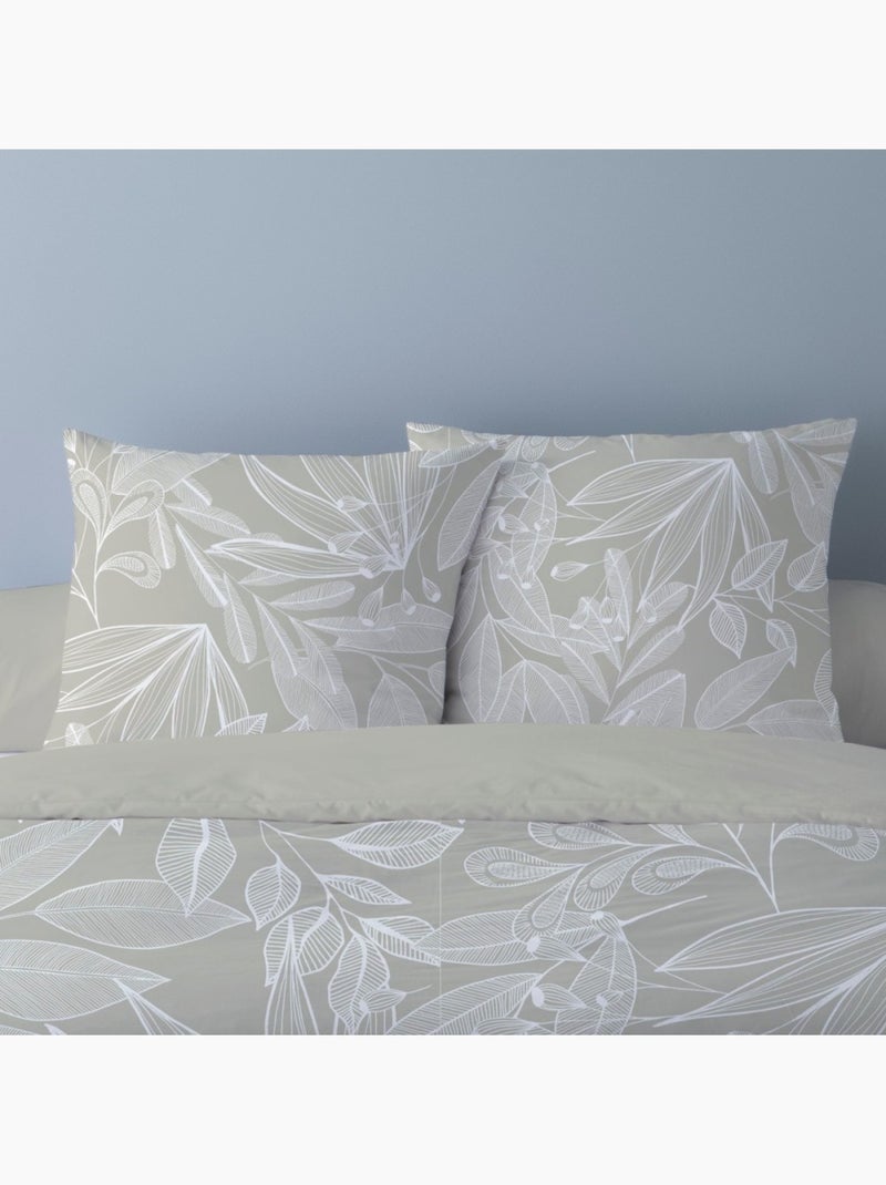 Housse de couette 240x220 LIMA + 2 taies Percale de coton Beige - Kiabi