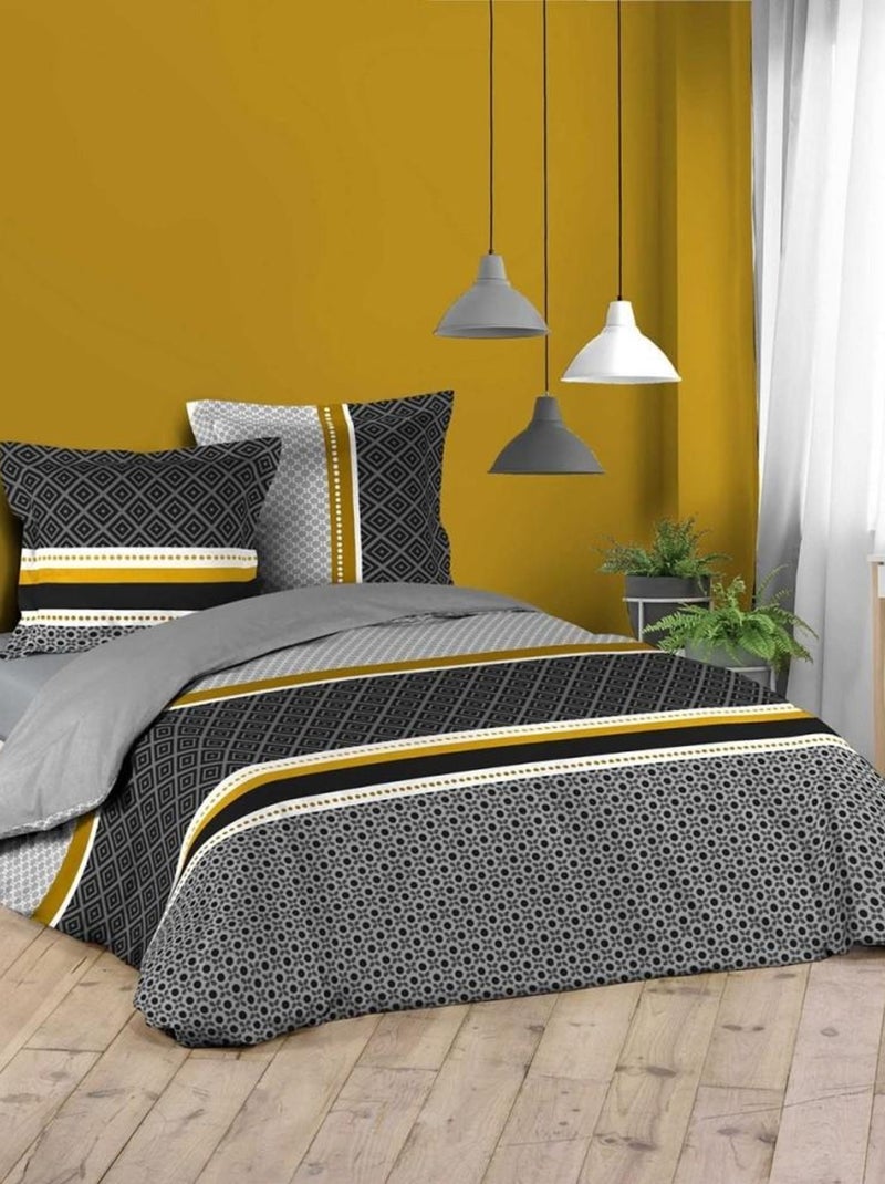 Housse de couette 240x220 Louison + 2 taies coton 42 fils Gris - Kiabi