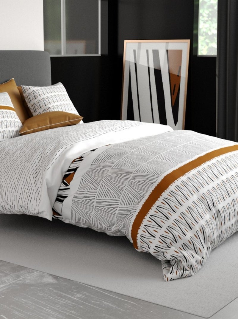 Housse de couette 240x220 LOUXOR + 2 taies coton 57 fils Blanc - Kiabi