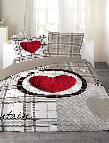 Housse de couette 240x220 Love Mountain + 2 taies coton 42 fils
