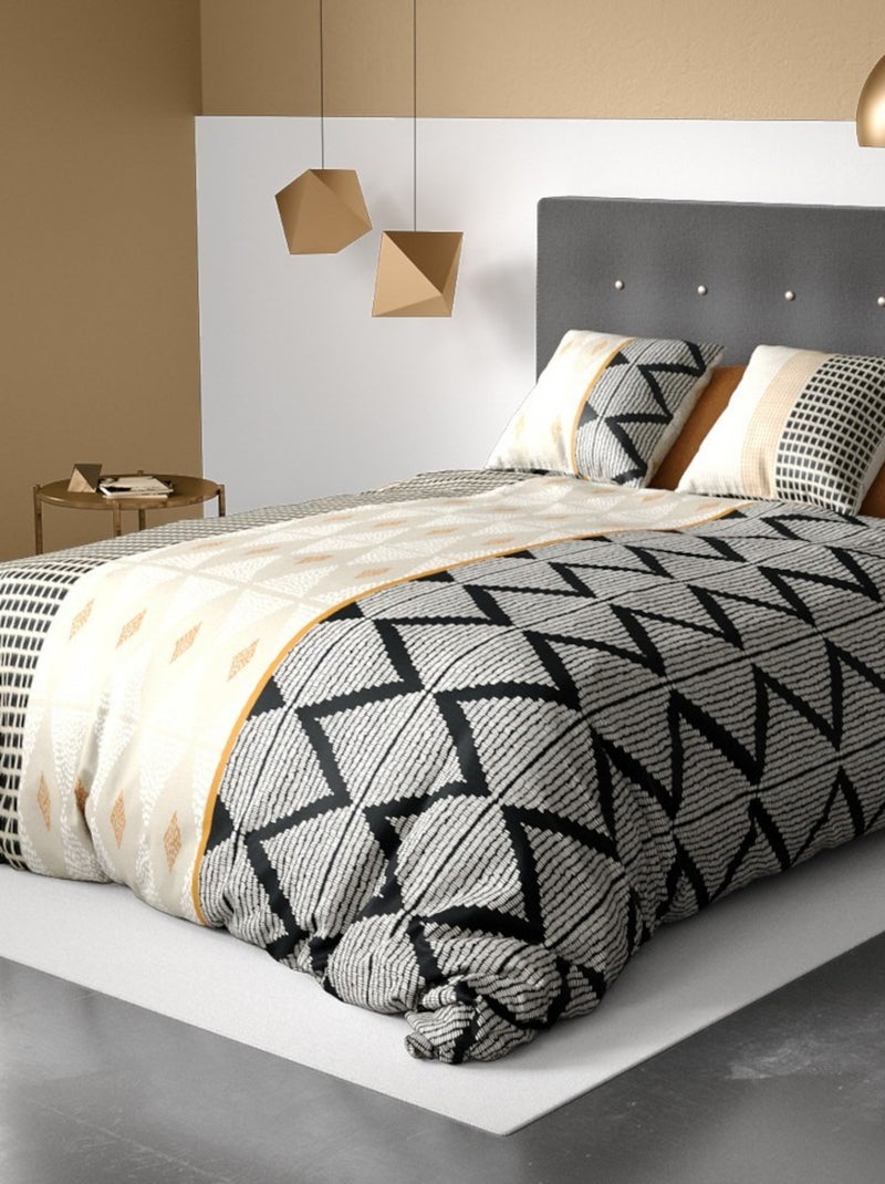 Housse de couette 240x220 MADI + 2 taies coton 57 fils Noir - Kiabi