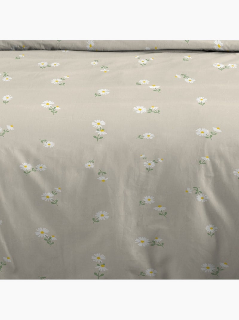 Housse de couette 240x220 MARGUERITE + 2 taies 100% microfibre Beige - Kiabi