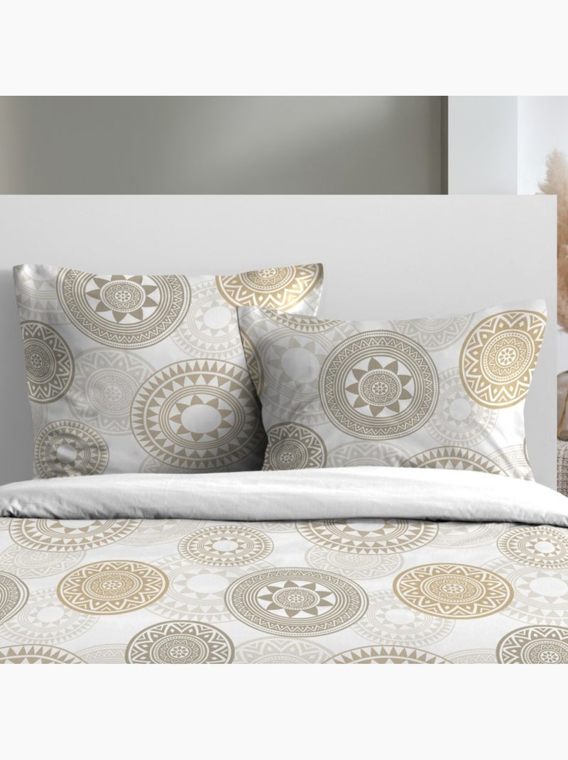 Housse de couette 240x220 MEKONG + 2 taies 100% microfibre Beige - Kiabi