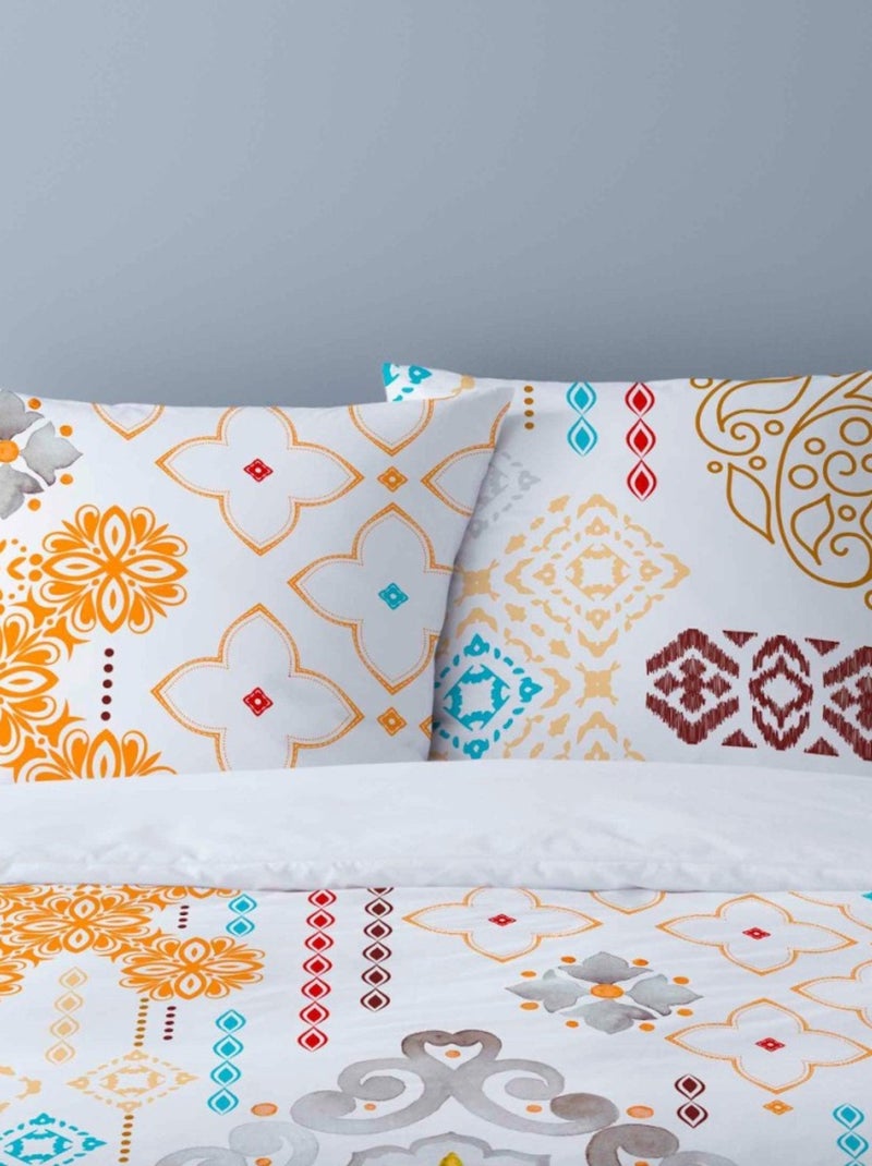 Housse de couette 240x220 MELOS + 2 taies coton 42 fils Blanc - Kiabi