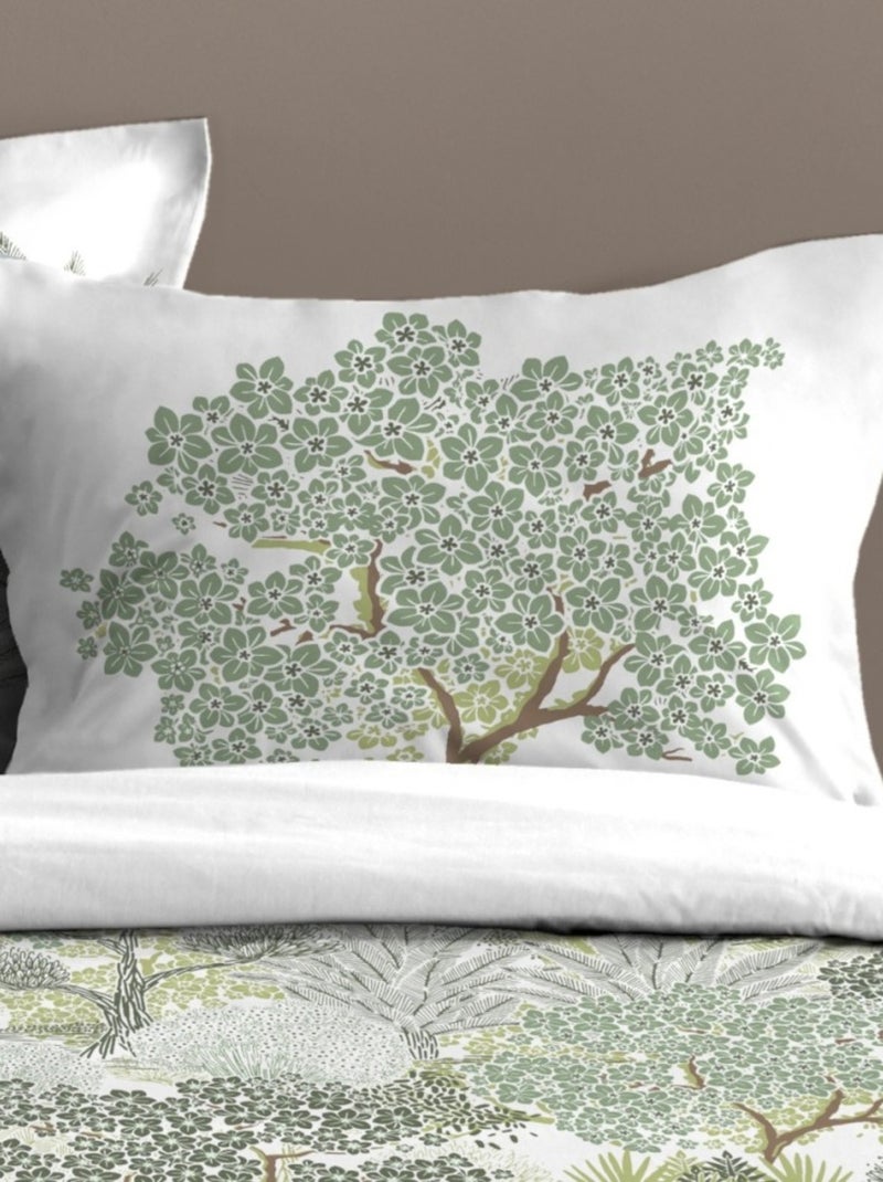 Housse de couette 240x220 MERLIN + 2 taies coton 57 fils Vert - Kiabi